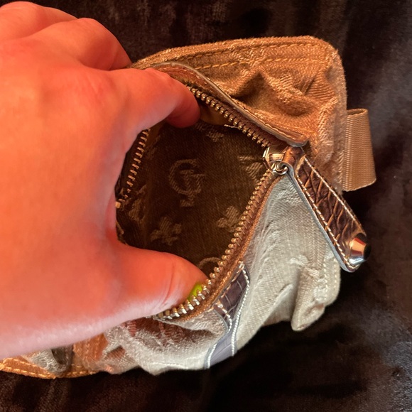 Y2K Vintage GUESS Ella Mini Belt Bag Denim Beige/ Grey with Silver Hardware. - Picture 8 of 15